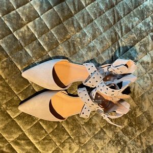 Zippered, buckled gray flats. Everyone will stare at your feet shoes.